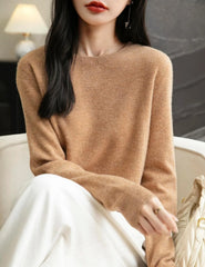 Chanyarn Women's 100% Merino Wool 2025 Fall Winter First-Line Ready to Wear Long Sleeve Seamless Knit Crewneck Sweater