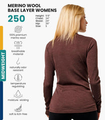 100% Merino Wool Base Layer Women - Long Sleeve Thermal Shirt with Socks