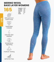 100% Merino Wool Base Layer Women Pants - Thermal Leggings Underwear