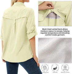Women's UPF 50 Long Sleeve Sun Protection Safari Fish Hiking Shirts