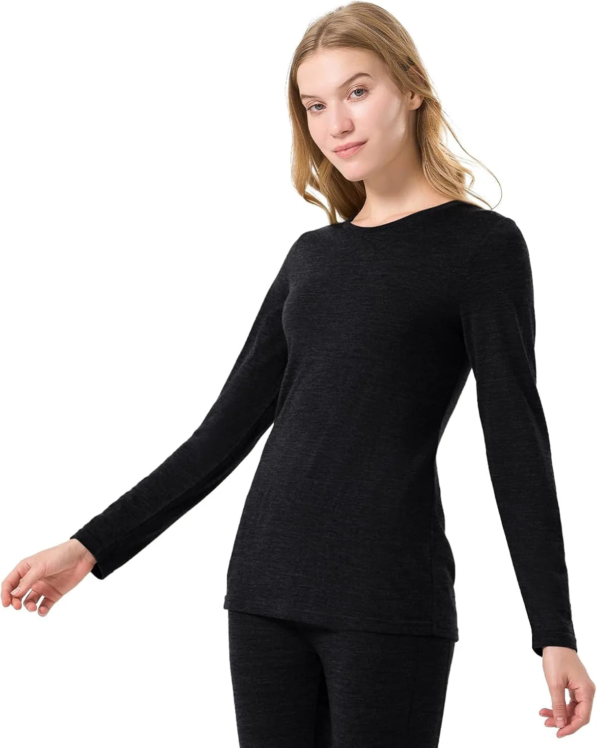 100% Merino Wool Base Layer Women Soft Thermal Long Sleeve Everyday Shirt