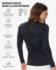 100% Merino Wool Base Layer Women - Thermal Merino Wool Shirt Women