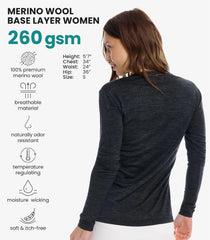 100% Merino Wool Base Layer Women - Thermal Merino Wool Shirt Women