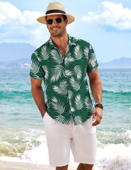 COOFANDY Men's Linen Shirts Short Sleeve Casual Shirts Button Down Shirt for Men Beach Summer Wedding Shirt