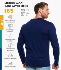 100% Merino Wool Base Layer Mens - Long Sleeve Thermal Shirts with Socks