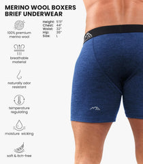 100% Merino Wool Underwear Mens - 1-2 Pack Boxer Briefs for Men 17.5um