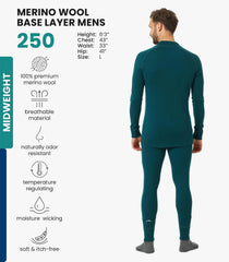 100% Merino Wool Base Layer Men Set - Thermal Underwear for Men Long Johns