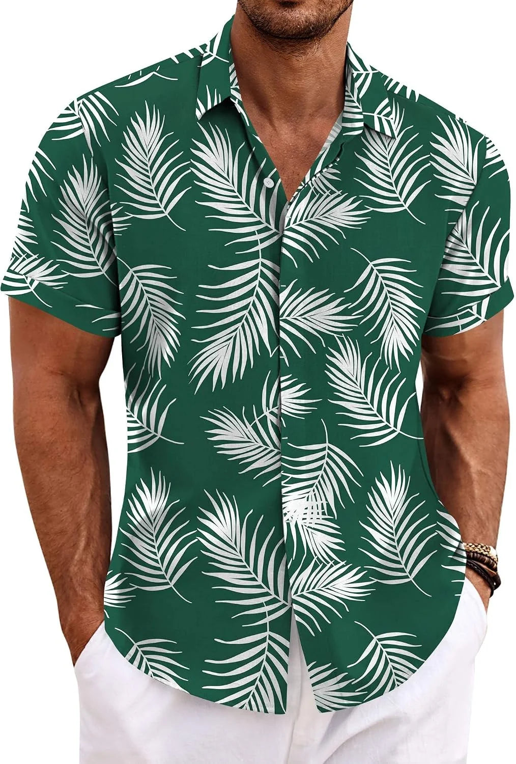 COOFANDY Men's Linen Shirts Short Sleeve Casual Shirts Button Down Shirt for Men Beach Summer Wedding Shirt