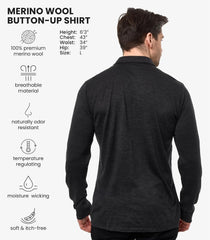 100% Merino Wool Button Up Shirt Men - Long & Short Sleeve Breathable