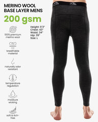 100% Merino Wool Base Layer Mens Long Johns - Thermal Underwear Bottoms