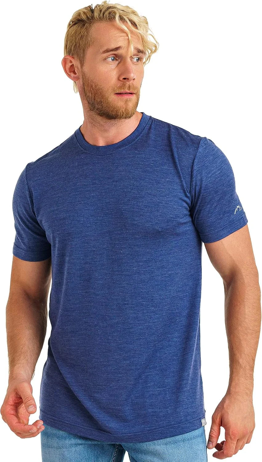 100% Merino Wool T-Shirt Men - Short Sleeve Undershirt Base Layer Top