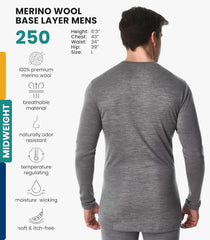 100% Merino Wool Base Layer Mens - Long Sleeve Thermal Shirts with Socks