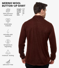 100% Merino Wool Button Up Shirt Men - Long & Short Sleeve Breathable
