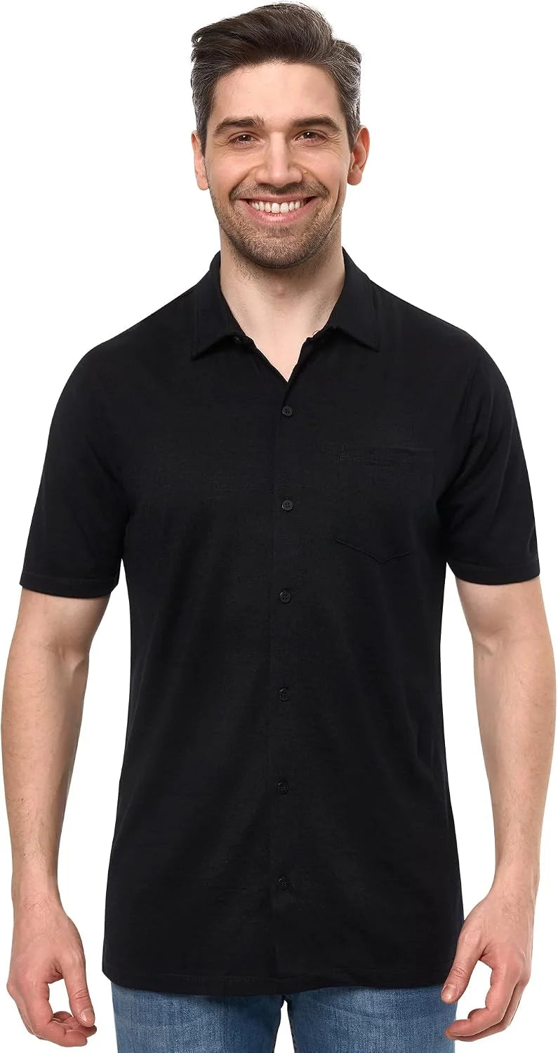 100% Merino Wool Button Up Shirt Men - Long & Short Sleeve Breathable