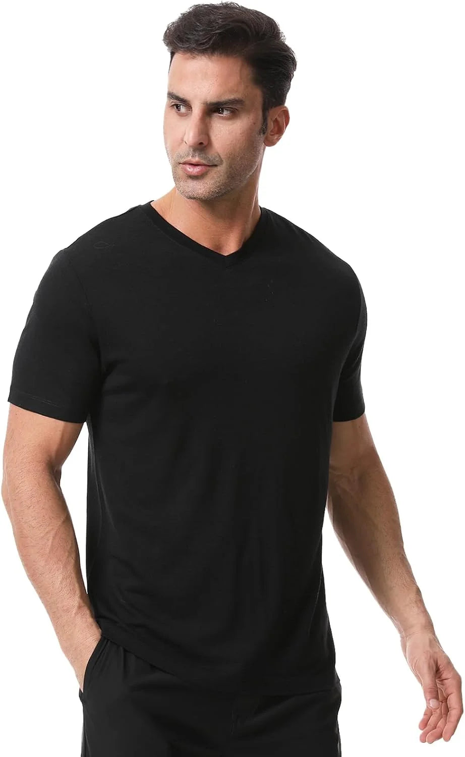 Merino Protect 100% Merino Wool V-Neck T Shirts for Men Odor Resistance Base Layer Hiking Travel T-Shirt Soft Undershirt