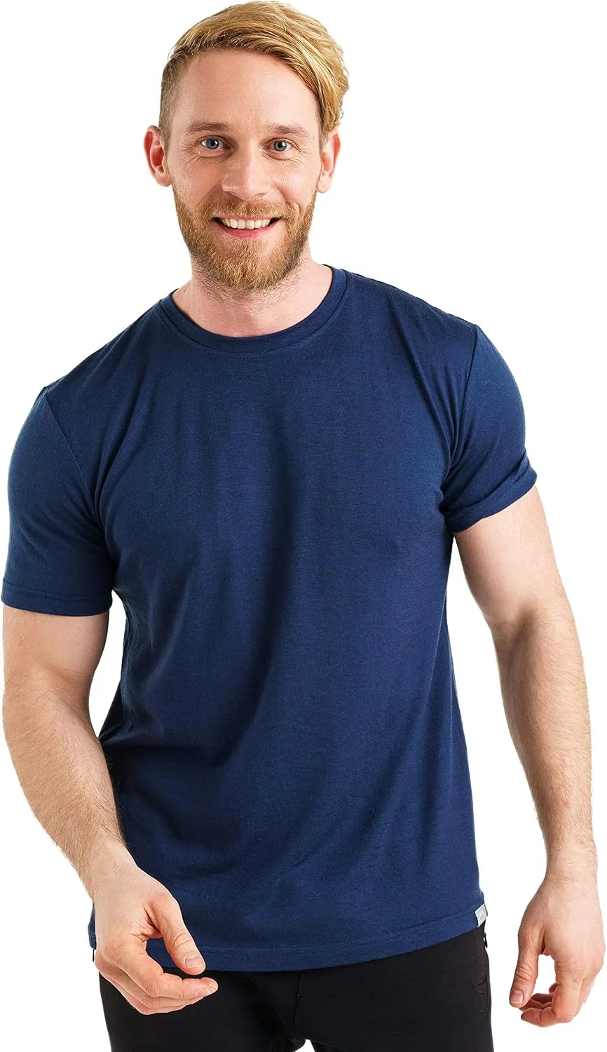 100% Merino Wool T-Shirt Men - Short Sleeve Undershirt Base Layer Top