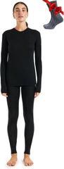 100% Merino Wool Base Layer Women Set - Thermal Underwear Women Top, Bottom