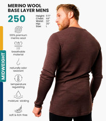 100% Merino Wool Base Layer Mens - Long Sleeve Thermal Shirts with Socks