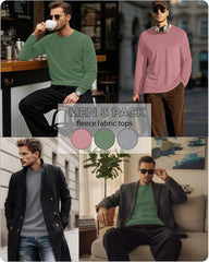 3 Pack Mens Long Sleeve Thermal Shirts Crew Neck Tops