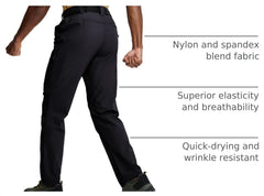 Mens Hiking Pants Lightweight Cargo Work Tactical Nylon Stretch Waterproof Quick Dry Fishing Travel Outdoor 6 Pockets
