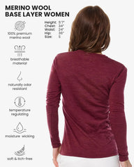 100% Merino Wool Base Layer Women - Thermal Merino Wool Shirt Women