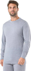 100% Merino Wool Base Layer for Men Long Sleeve Crew Neck Thermal Shirt