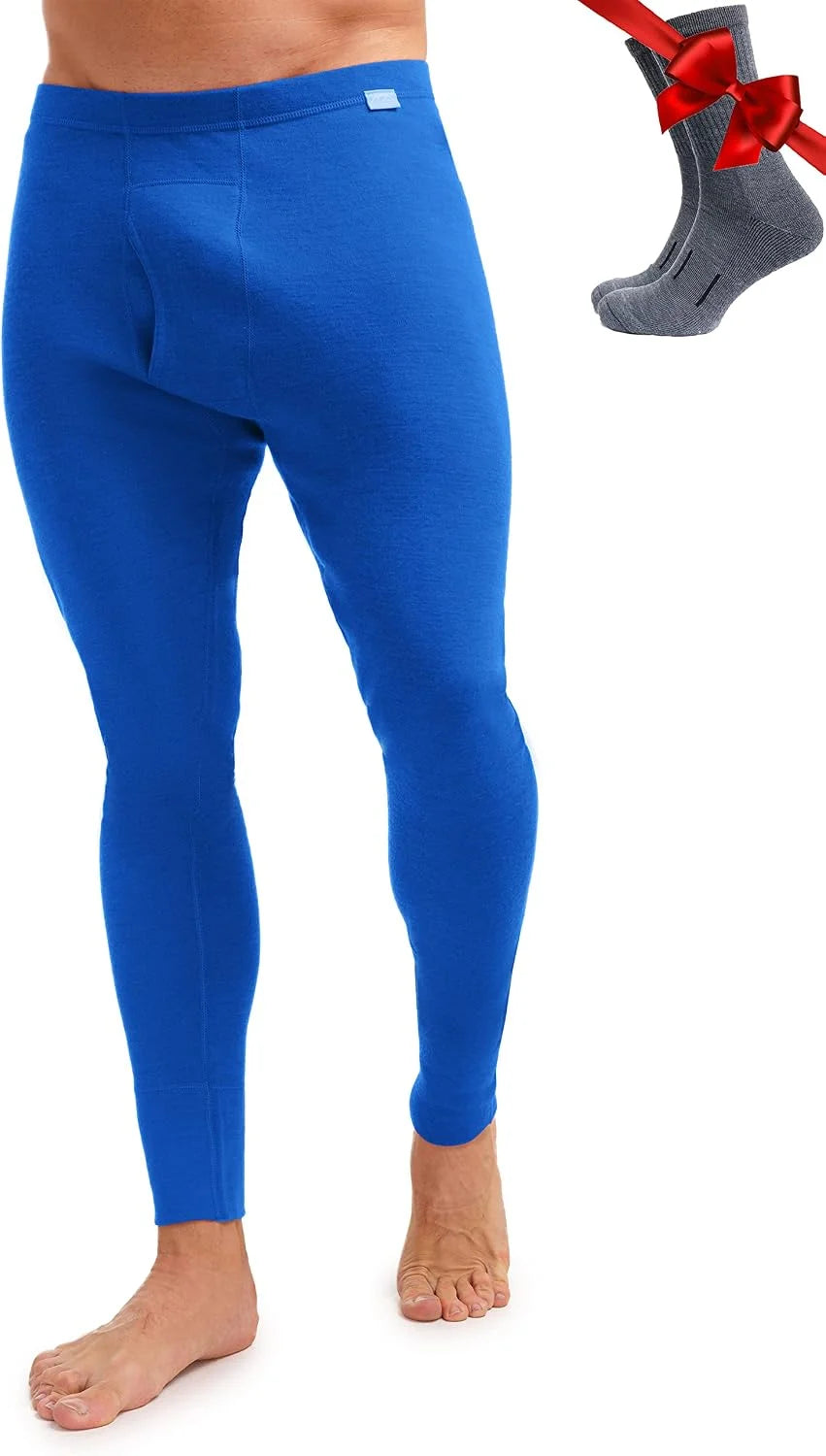 100% Merino Wool Base Layer Mens Pants - Thermal Underwear Long Johns