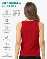 100% Merino Wool Tank Top Women - Active Sleeveless Undershirt Base Layer